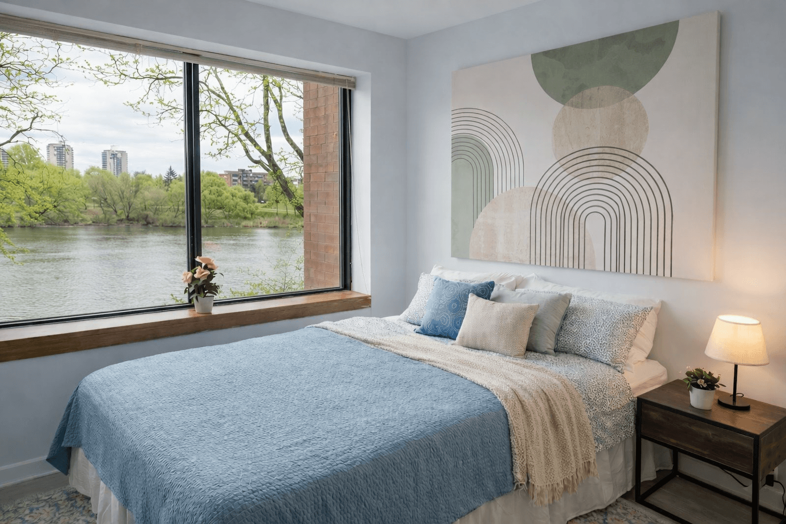One Bedroom bedroom with river view